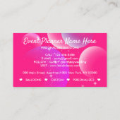 Carte De Visite Ballons roses Décoration du planificateur d'événem (Dos)