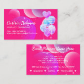 Carte De Visite Ballons roses Décoration du planificateur d'événem (Devant / Derrière)