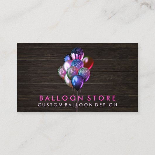 Carte De Visite Ballons roses pailletés pour la planification d'év (Devant)