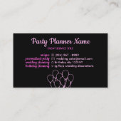 Carte De Visite Ballons roses sur le planificateur d'événements no (Dos)