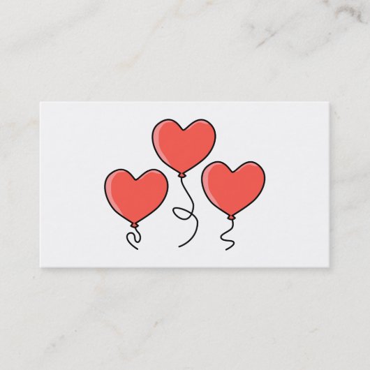 Carte De Visite Ballons rouges de coeur (Devant)