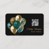 Carte De Visite Ballons turquoises et or Code QR du planificateur  (Devant)