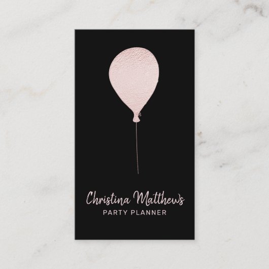 Carte De Visite Balloon de la Gold Party rose (Devant)