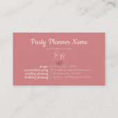 Carte De Visite Balloon Rose or esthétique de l'événement Planning (Dos)