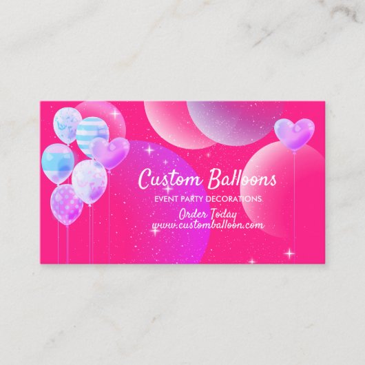 Carte De Visite Balloons logo personnalisé code qr Décoration d'év (Devant)