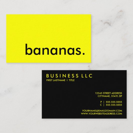 Carte De Visite bananes. (Devant / Derrière)