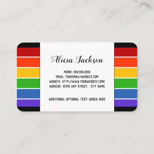 Carte De Visite Bande arc-en-ciel | Personnaliser (Dos)