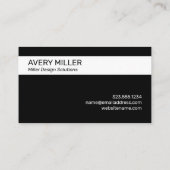 Carte De Visite Bande blanche minimale sur noir (Dos)