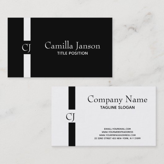 Carte De Visite Bande blanche monogramme (Devant / Derrière)