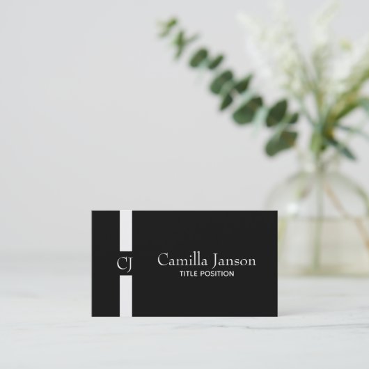 Carte De Visite Bande blanche monogramme (Debout devant)