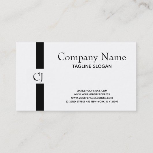 Carte De Visite Bande blanche monogramme (Dos)