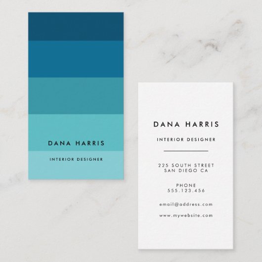 Carte De Visite Bande bleue verticale (Devant / Derrière)