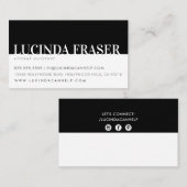 Carte De Visite BANDE BOLD MODERNE minimale simple noir blanc (Devant / Derrière)