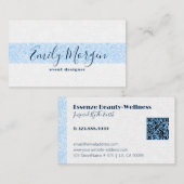 Carte De Visite Bande cachemire florale bleue sur arrière - plan b (Devant / Derrière)