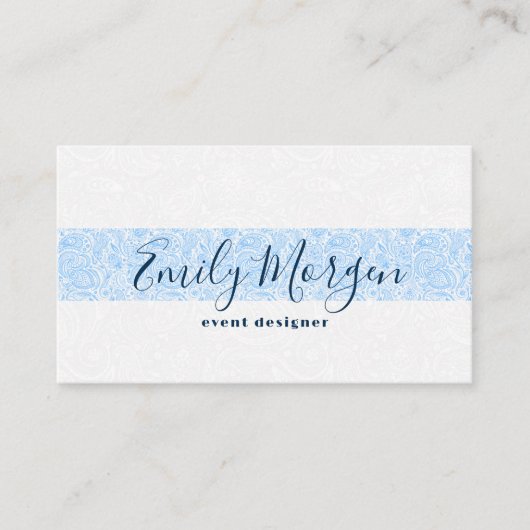 Carte De Visite Bande cachemire florale bleue sur arrière - plan b (Devant)
