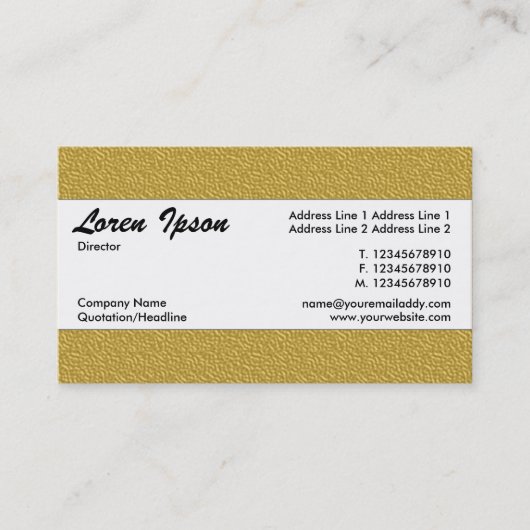 Carte De Visite Bande centrale 016 - Ocre Yellow Embossed Texture (Devant)
