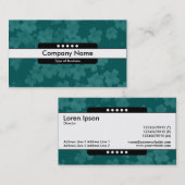 Carte De Visite Bande centrale 5 points - Fleurs - Turquoise (Devant / Derrière)