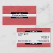 Carte De Visite Bande centrale 5 points - Texture de papier rouge (Devant / Derrière)