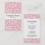 Carte De Visite Bande centrale - 8 pétales - Blanc sur rose (Devant / Derrière)