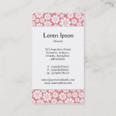 Carte De Visite Bande centrale - 8 pétales - Blanc sur rose (Dos)