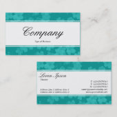 Carte De Visite Bande centrale (bordé) - Script - Fleurs Aqua Blue (Devant / Derrière)