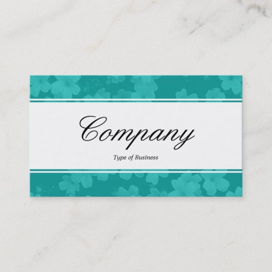 Carte De Visite Bande centrale (bordé) - Script - Fleurs Aqua Blue (Devant)