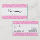 Carte De Visite Bande centrale (bordé) - Script - Floral rose (Devant / Derrière)