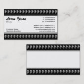 Carte De Visite Bande centrale (bordure de fleurs) - Noir (Devant / Derrière)