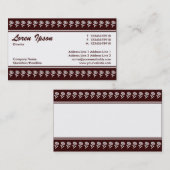 Carte De Visite Bande centrale (frontière de fleurs) - Brown foncé (Devant / Derrière)