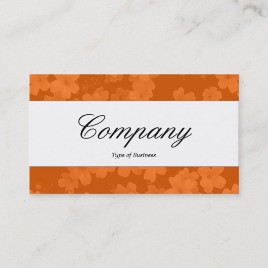 Carte De Visite Bande centrale - Script - Fleurs - Orange (Devant)
