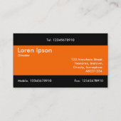 Carte De Visite Bande centrale v2 - Orange avec noir (Dos)