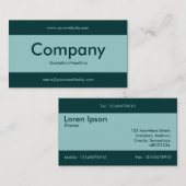 Carte De Visite Bande centrale v2 - Vert bleu clair et vert foncé (Devant / Derrière)