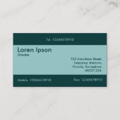 Carte De Visite Bande centrale v2 - Vert bleu clair et vert foncé (Dos)