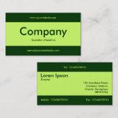 Carte De Visite Bande centrale v2 - Vert lune avec vert foncé (Devant / Derrière)