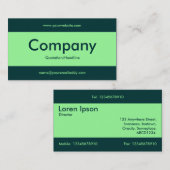 Carte De Visite Bande centrale v2 - Vert menthe avec vert foncé (Devant / Derrière)