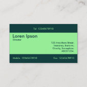 Carte De Visite Bande centrale v2 - Vert menthe avec vert foncé (Dos)