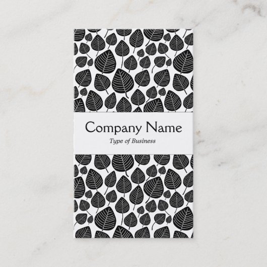 Carte De Visite Bande Centre - Feuille - Noir sur Blanc (Devant)