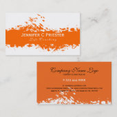 Carte De Visite Bande de granit blanc et orange moderne (Devant / Derrière)