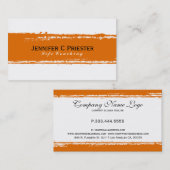 Carte De Visite Bande de granit blanc et orange moderne (Devant / Derrière)