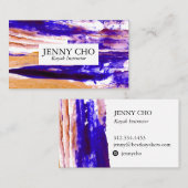 Carte De Visite Bande de peinture violet orange (Devant / Derrière)
