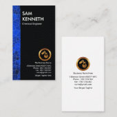 Carte De Visite Bande de polygone bleu Simple Gray Damas chimique (Devant / Derrière)