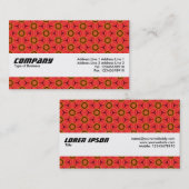 Carte De Visite Bande de texture - Motif de fleurs rouges (Devant / Derrière)