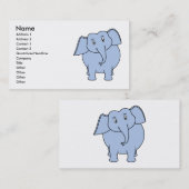 Carte De Visite Bande dessinée bleue mignonne d'éléphant (Devant / Derrière)