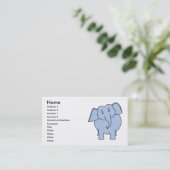 Carte De Visite Bande dessinée bleue mignonne d'éléphant (Debout devant)