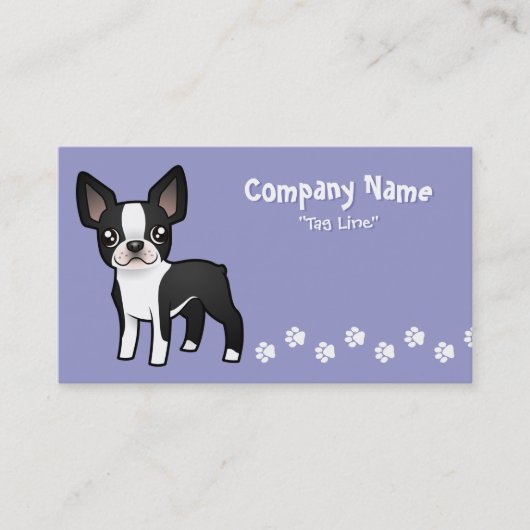 Carte De Visite Bande dessinée Boston Terrier (Devant)