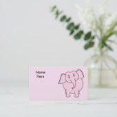 Carte De Visite Bande dessinée d'un éléphant rose (Debout devant)