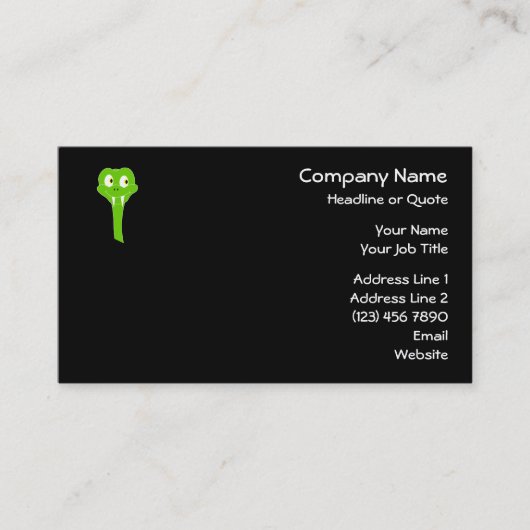Carte De Visite Bande dessinée effrontée de serpent vert sur le (Devant)