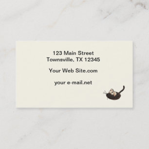 Carte De Visite Bande dessinée Kitty avec la souris de jouet