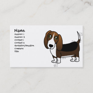 Carte De Visite Bande dessinée mignonne de Basset Hound - blanc et