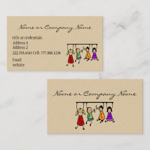 Carte De Visite Bande dessinée mignonne d'enfants tenant des mots